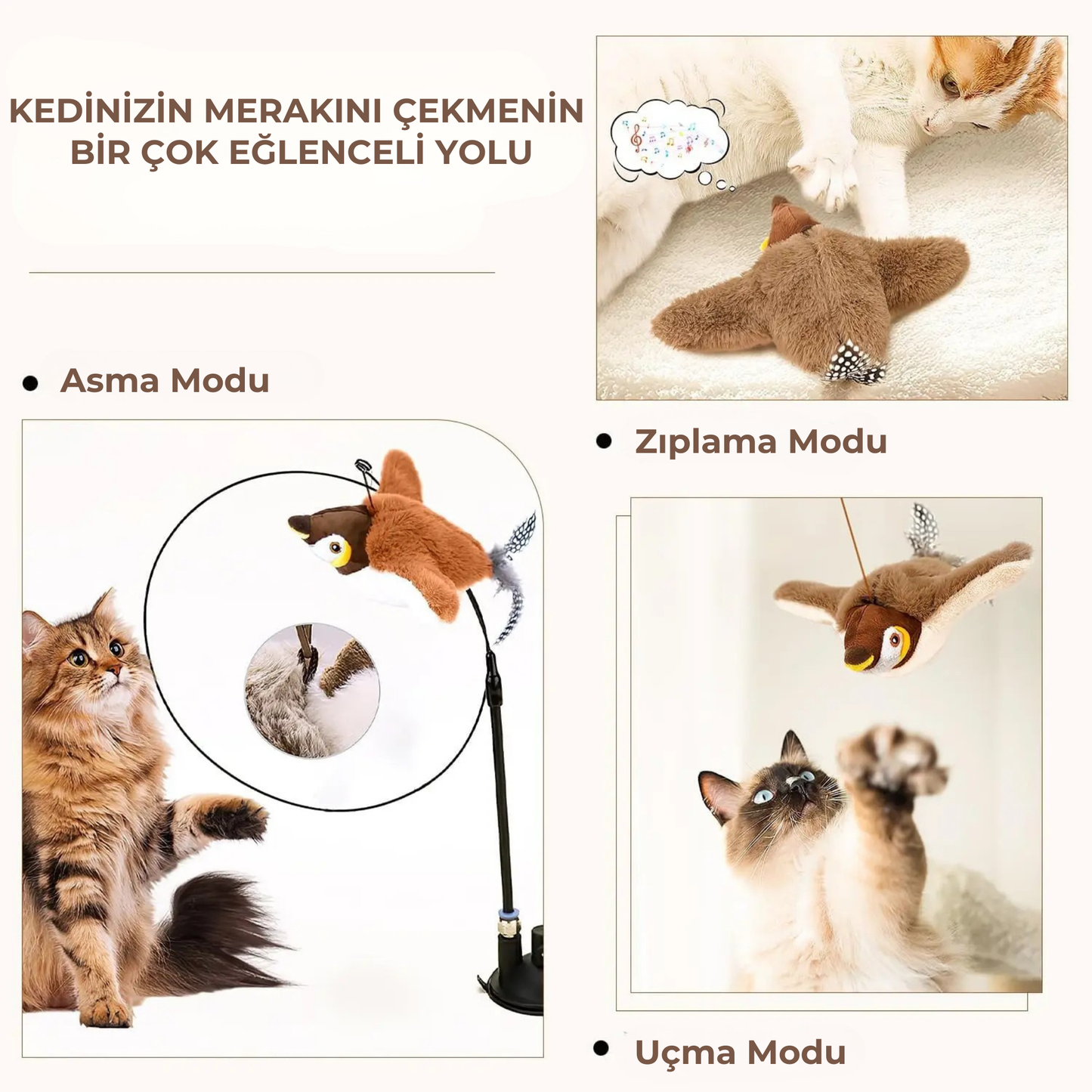 PatiKöşk™ Şarjlı Peluş Uçan Kuş
