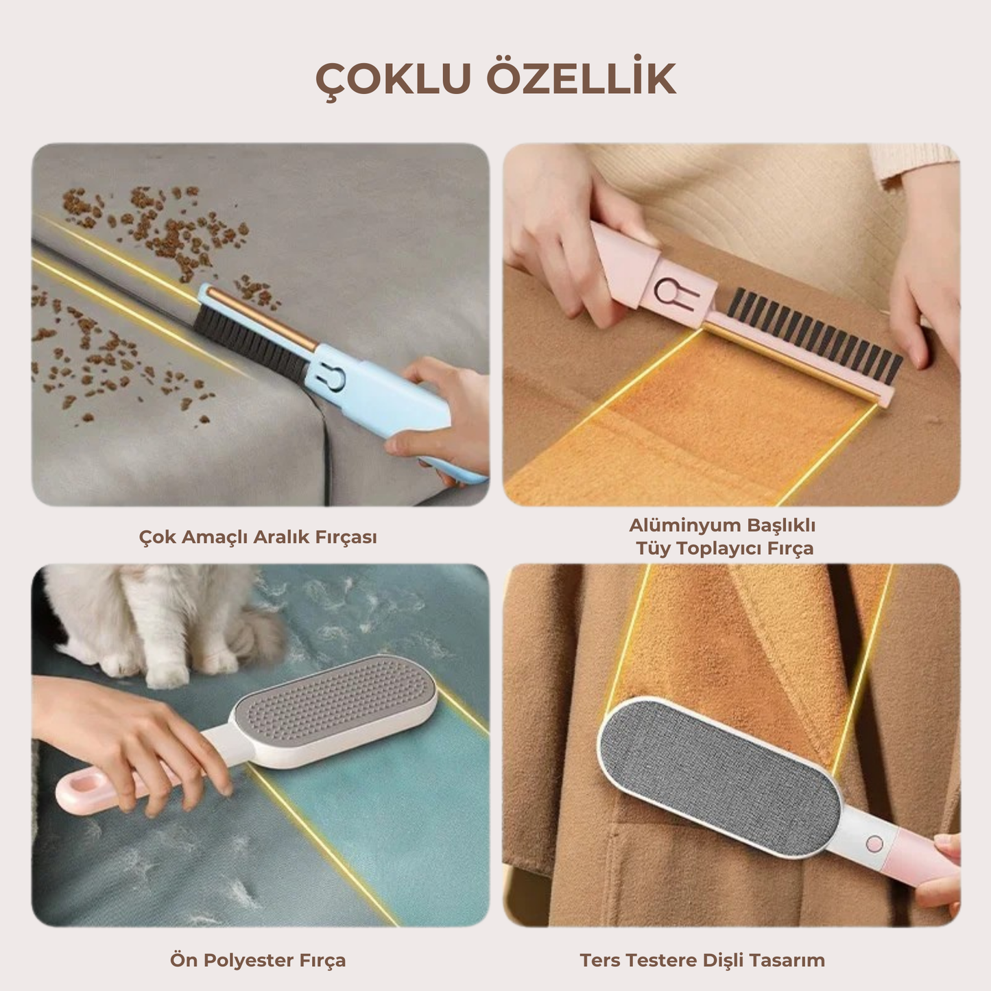 PatiKöşk™ 4'ü 1 Arada Tüy Toplama Fırçası
