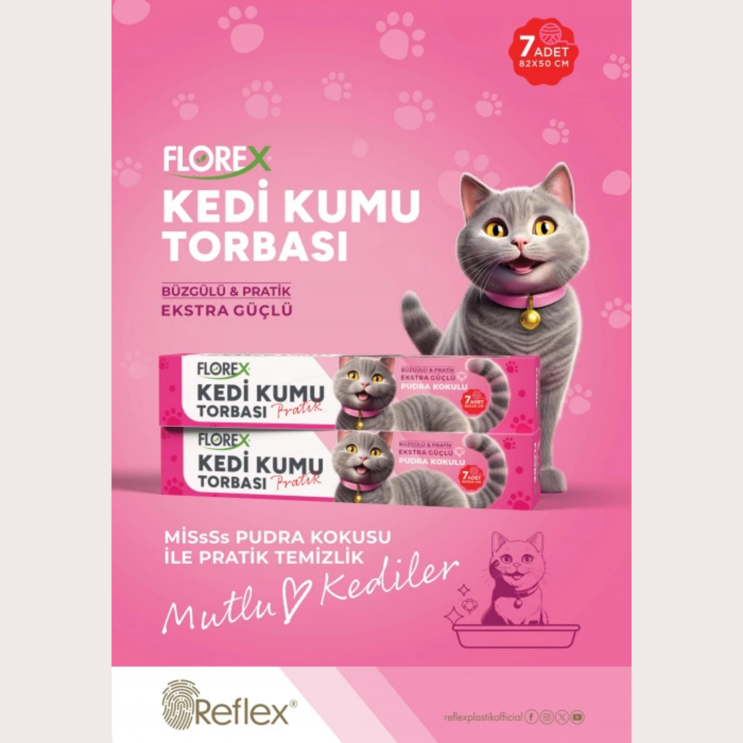 PatiKöşk™ Kedi Kumu Torbası Pudra Kokulu (Ürün Kodu: PK 186)