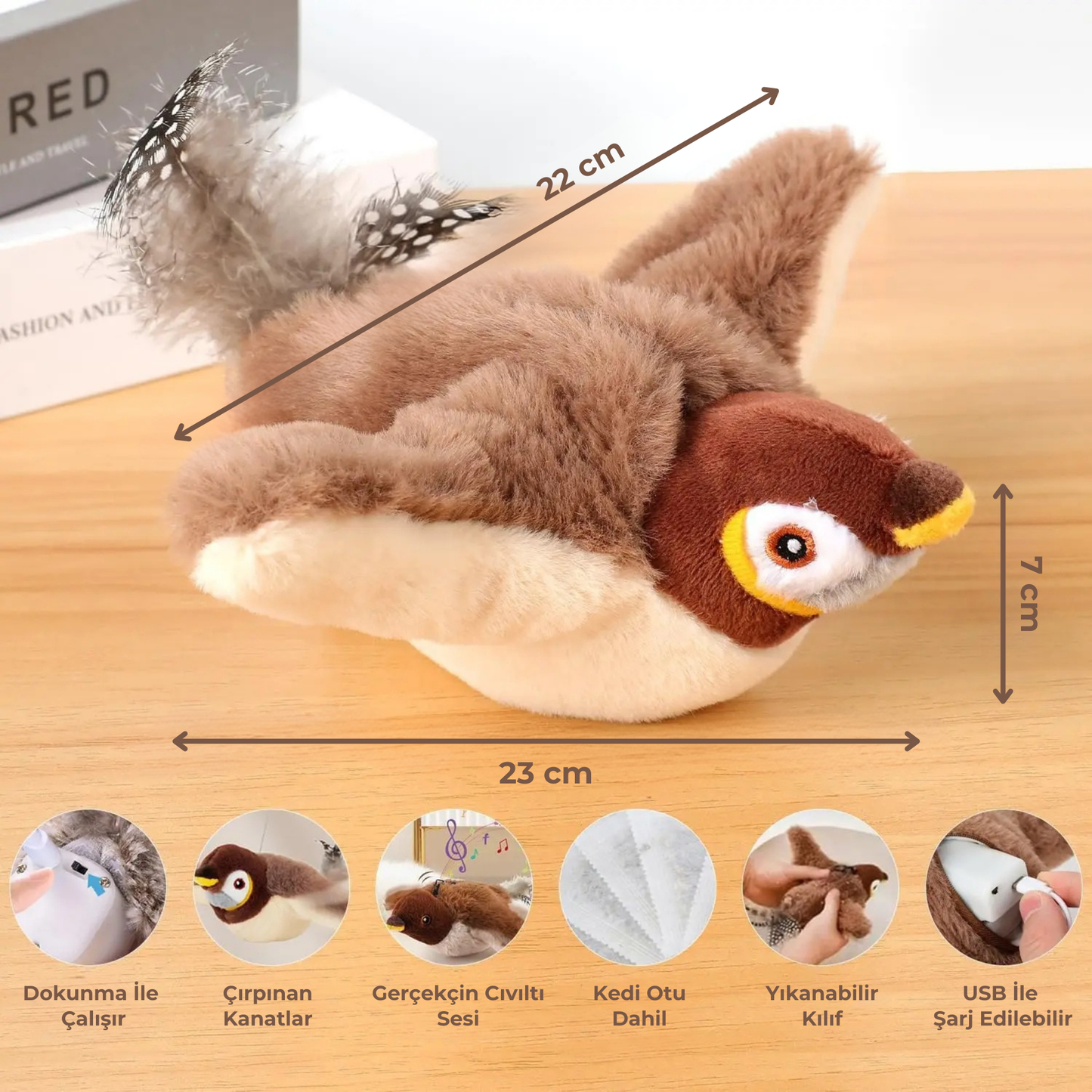 PatiKöşk™ Şarjlı Peluş Uçan Kuş