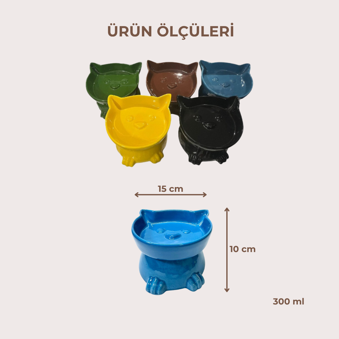 PatiKöşk™ Ayaklı Kulaklı Seramik Mama Kabı (Ürün Kodu: PK 99)