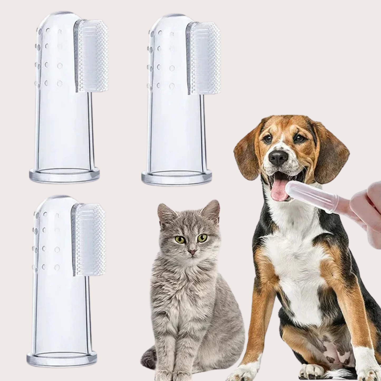 PatiKöşk™ Süper Yumuşak Evcil Hayvan Parmak Diş Fırçası 4'lü Paket