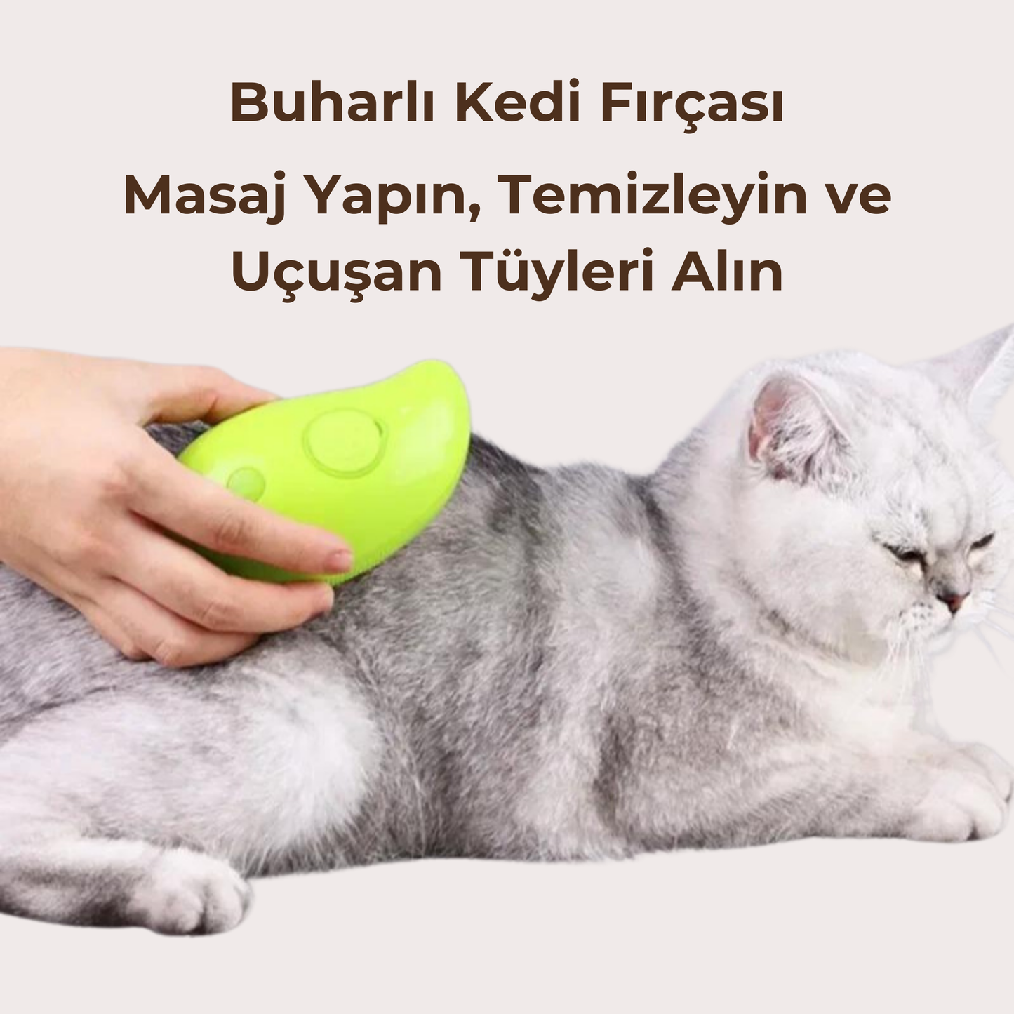 PatiKöşk™ 3'ü 1 Arada Buharlı Evcil Hayvan Bakım Fırçası (Tüy Alma, Temizleme ve Masaj Fonksiyonu) (Ürün Kodu: PK 36)