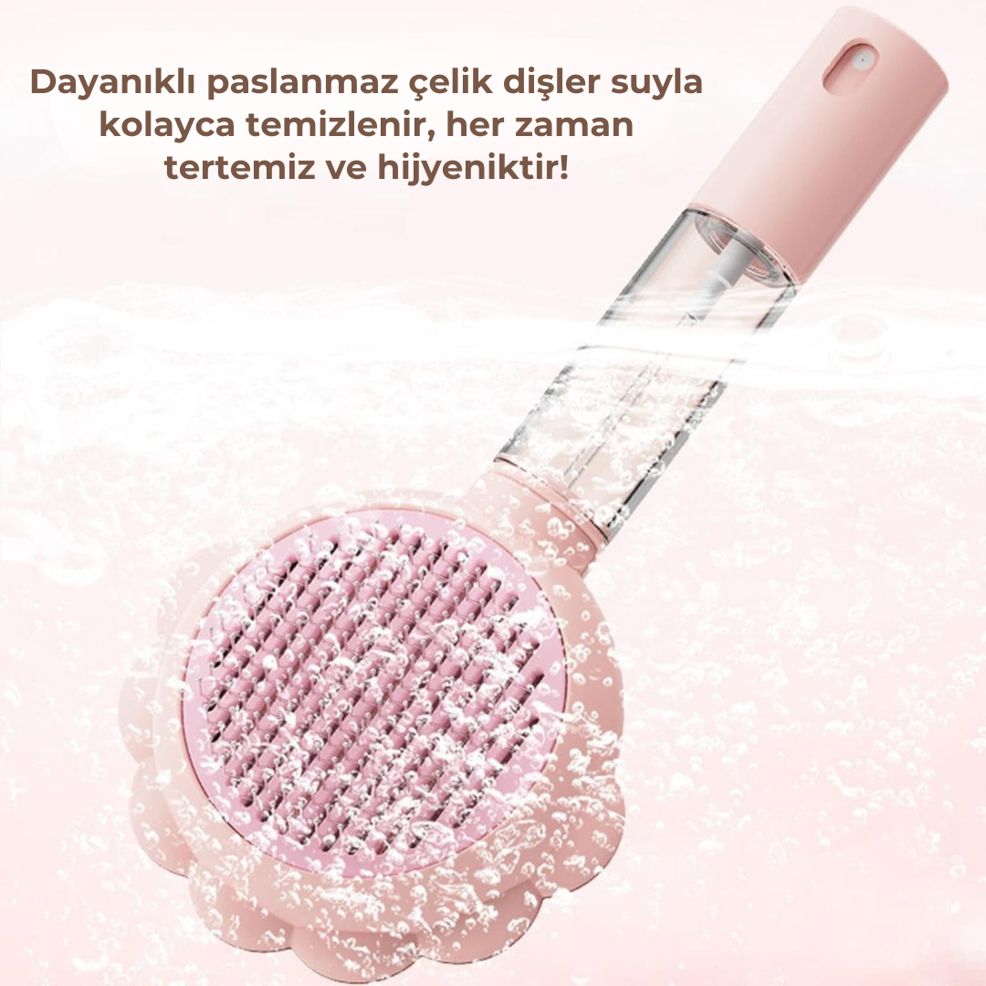 PatiKöşk™ Basmalı Telli Su Sprey Hazneli Hayvan Fırçası (Ürün Kodu: PK 104)
