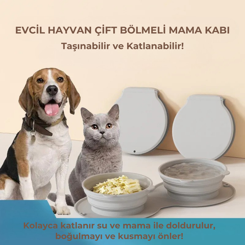 PatiKöşk™ Katlanabilir İkili Mama ve Su Kabı (Ürün Kodu: PK 95)