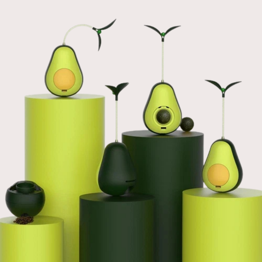 PatiKöşk™ Avokado Şeklinde Kedi Naneli ve Mama Hazneli Kedi Oyuncağı
