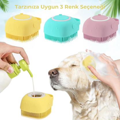 PatiKöşk™ Şampuan Hazneli Evcil Hayvan Masaj Bakım Banyo Fırçası (Ürün Kodu: PK 28)