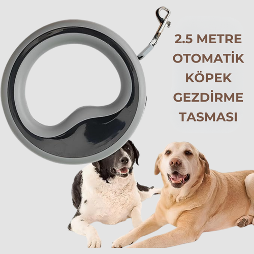 PatiKöşk™ 2.5 Metre Otomatik Köpek Gezdirme Tasması (Küçük, Orta ve Büyük Irk Köpekler İçin Uygun) (Ürün Kodu: PK 2)