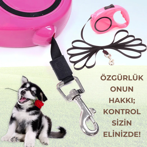 PatiKöşk™ Makaralı Otomatik Uzayan Köpek Tasması 3-5 Metre (Ürün Kodu: PK 1)