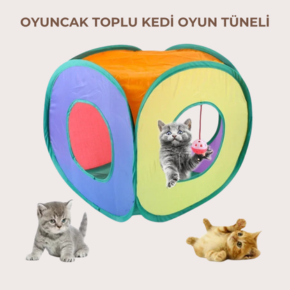 PatiKöşk™ Oyuncak Toplu Kedi Oyun Tüneli