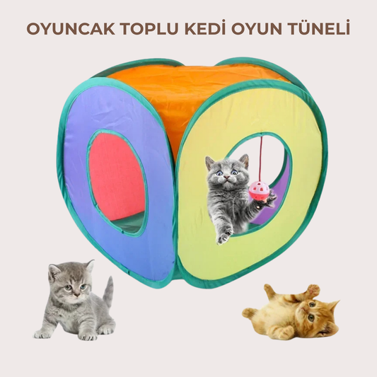PatiKöşk™ Oyuncak Toplu Kedi Oyun Tüneli
