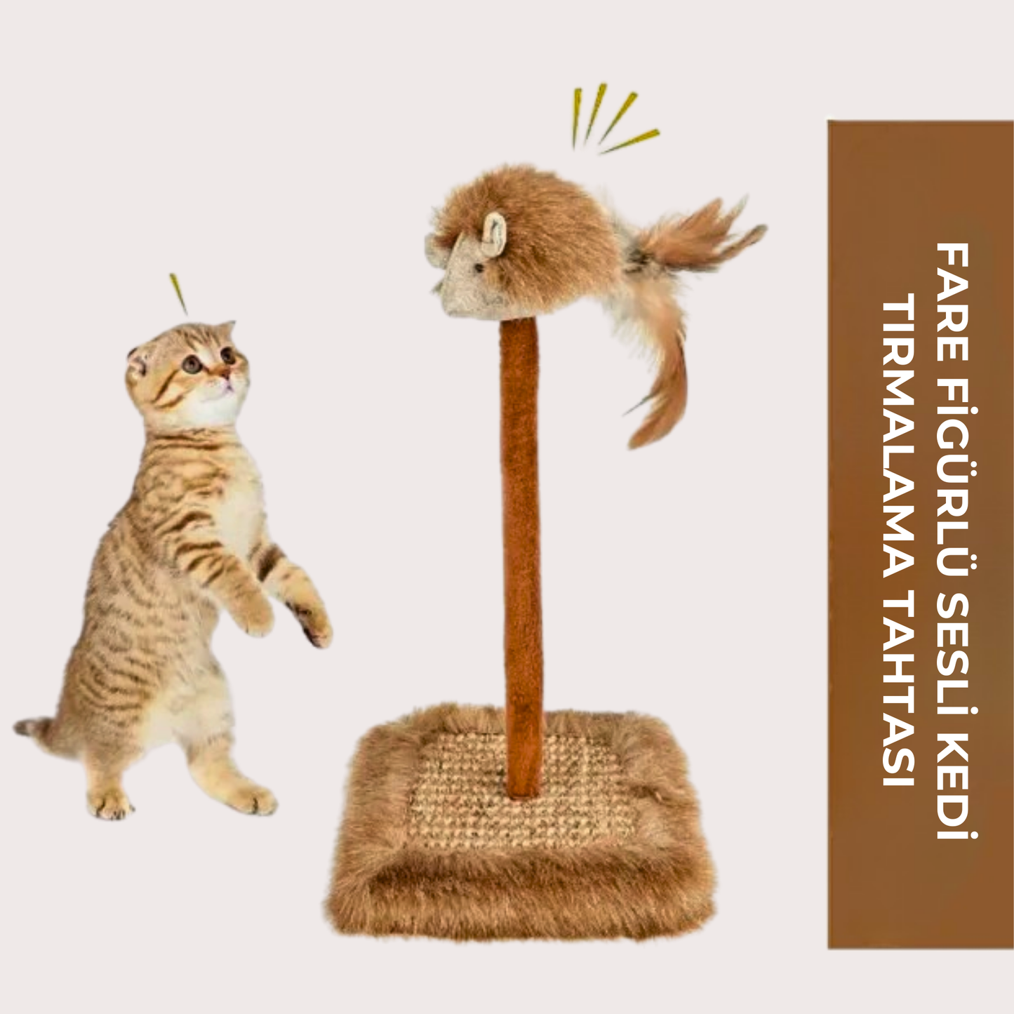 PatiKöşk™ Sesli Oyuncaklı Kedi Tırmalama Tahtası (Ürün Kodu: PK 53)