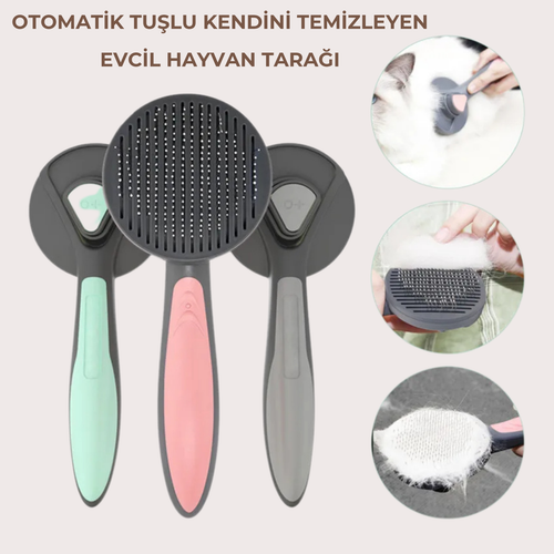 PatiKöşk™ Otomatik Tuşlu Kendini Temizleyen Evcil Hayvan Tarağı (Ürün Kodu: PK 6)