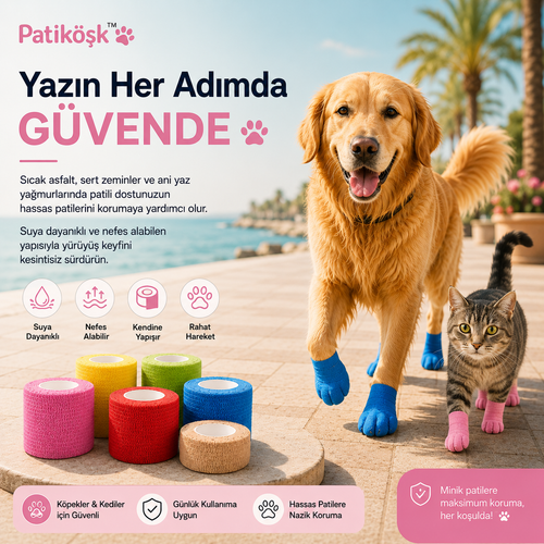 PatiKöşk™ Su Geçirmez Evcil Hayvan Pati Koruyucu Bandaj (Ürün Kodu: PK 103)