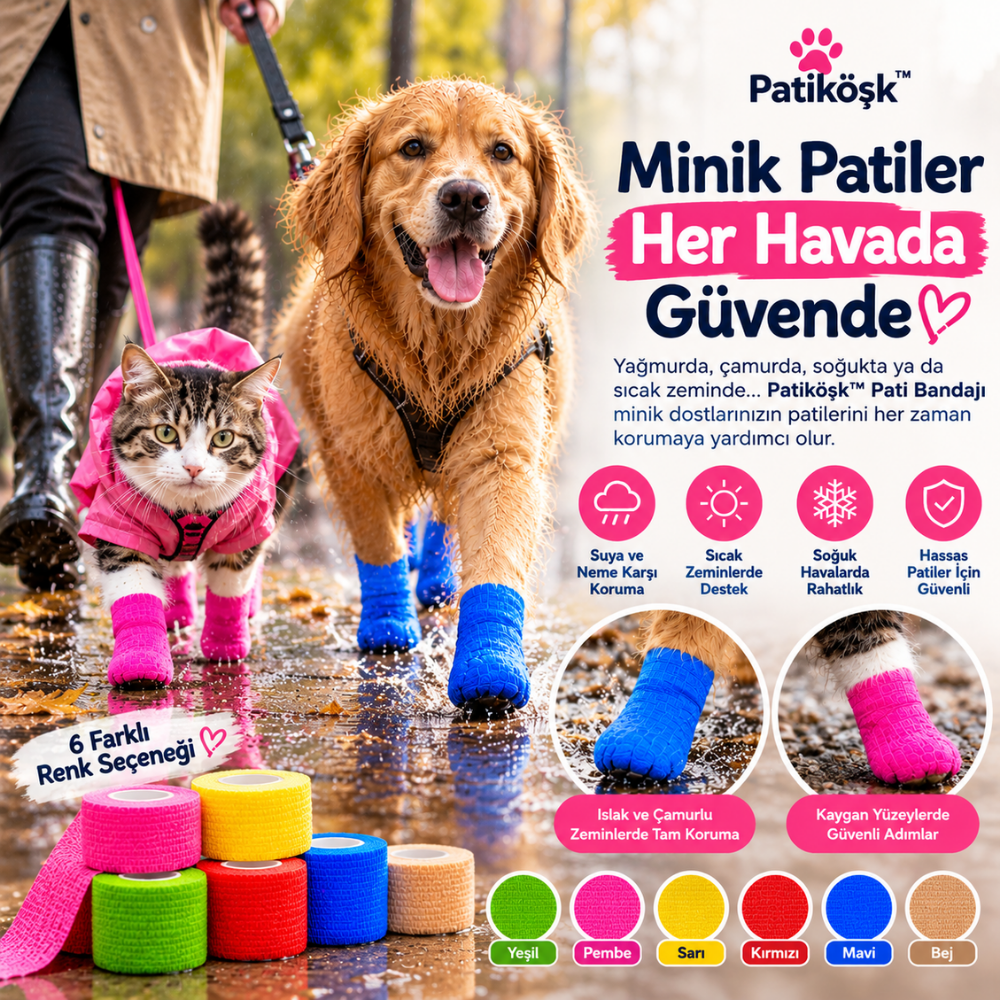 PatiKöşk™ Su Geçirmez Evcil Hayvan Pati Koruyucu Bandaj (Ürün Kodu: PK 103)