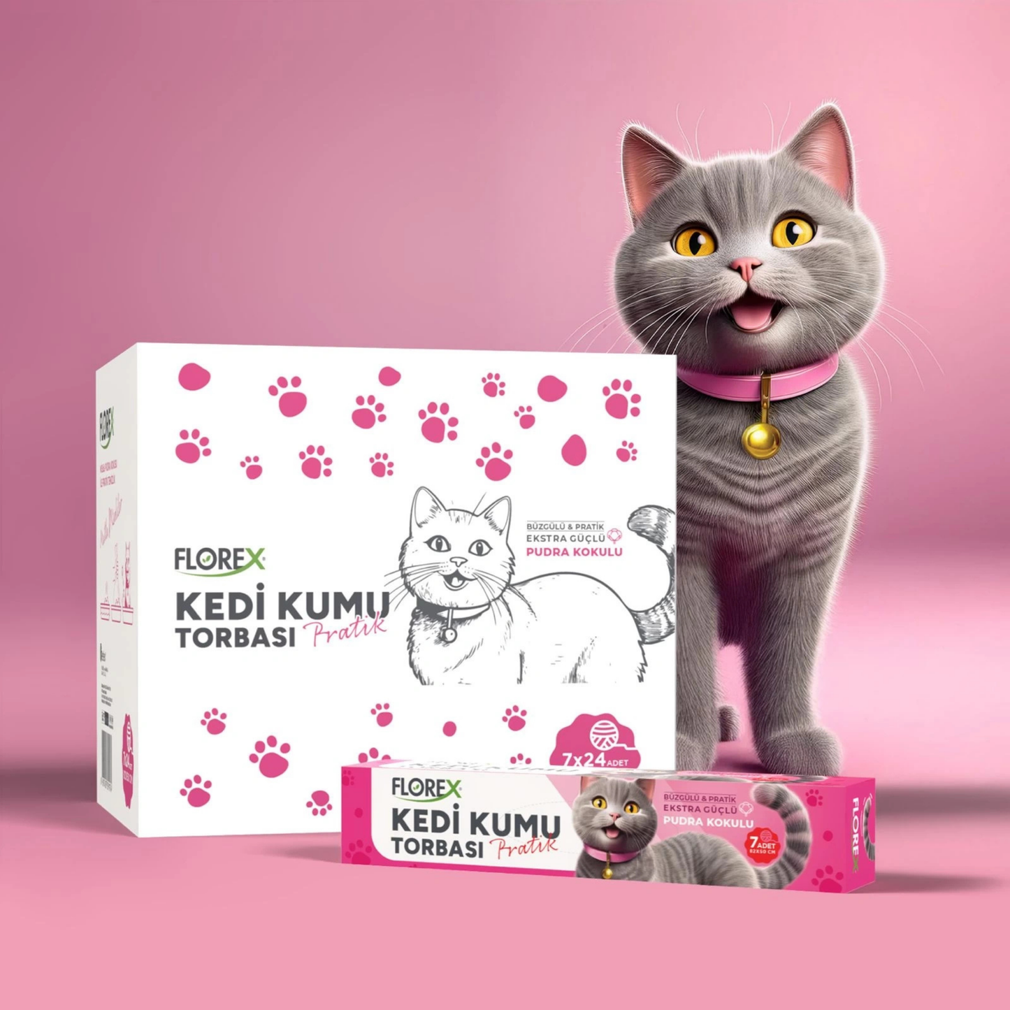 PatiKöşk™ Kedi Kumu Torbası Pudra Kokulu (Ürün Kodu: PK 186)