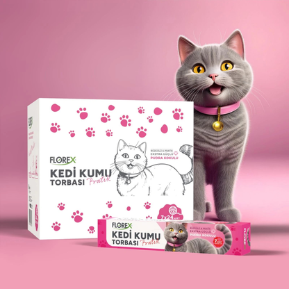 PatiKöşk™ Kedi Kumu Torbası Pudra Kokulu (Ürün Kodu: PK 186)