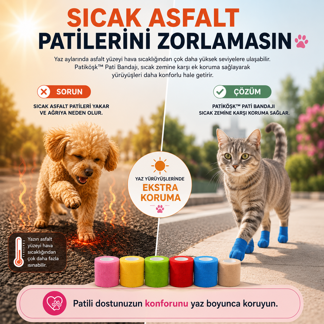 PatiKöşk™ Su Geçirmez Evcil Hayvan Pati Koruyucu Bandaj (Ürün Kodu: PK 103)