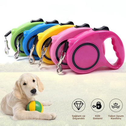 PatiKöşk™ Makaralı Otomatik Uzayan Köpek Tasması 3-5 Metre
