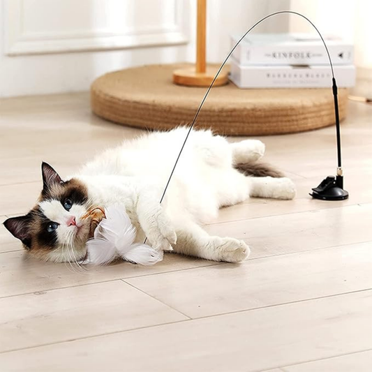 PatiKöşk™ Vantuzlu Tüylü Zilli Kedi Oyun Oltası