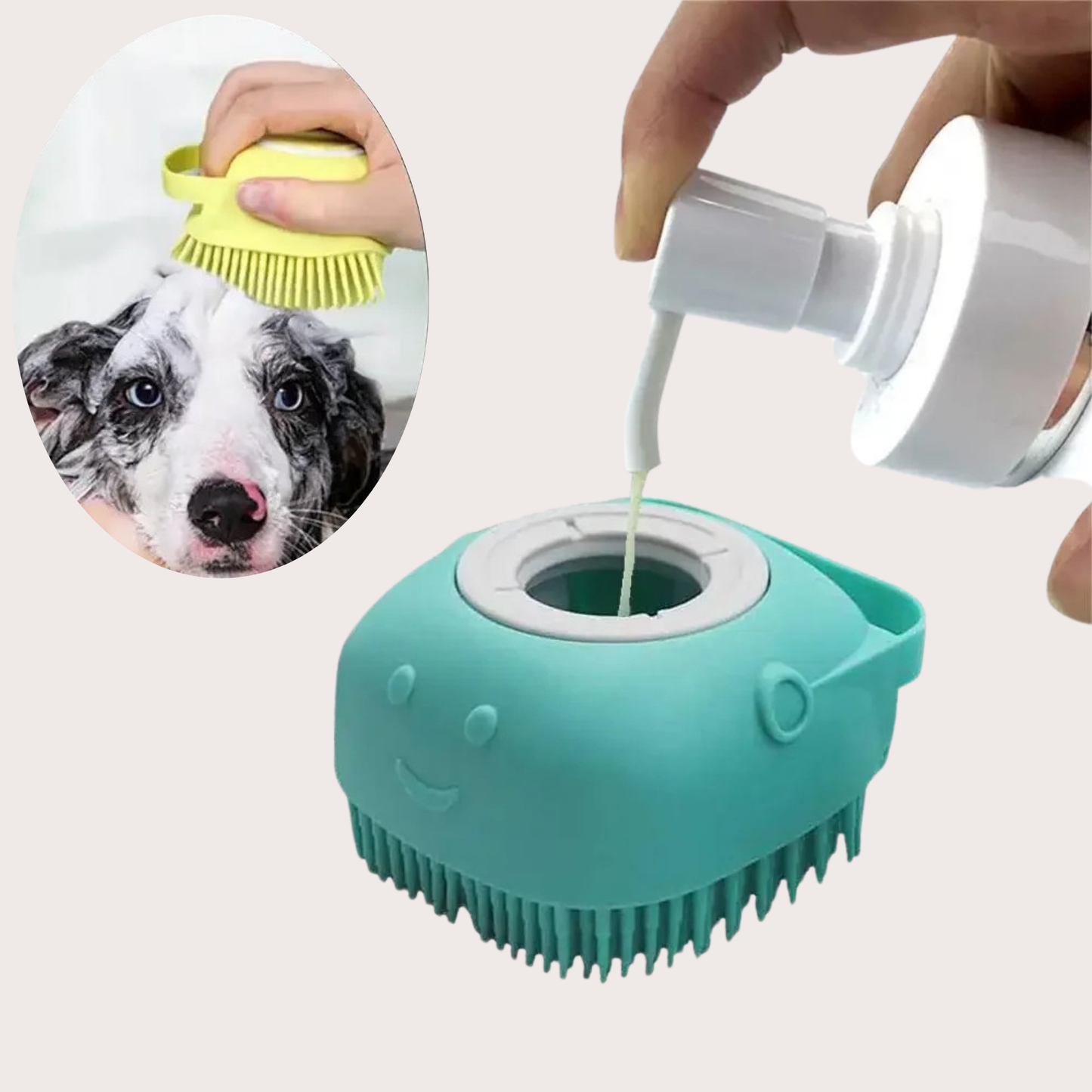 PatiKöşk™ Şampuan Hazneli Evcil Hayvan Masaj Bakım Banyo Fırçası