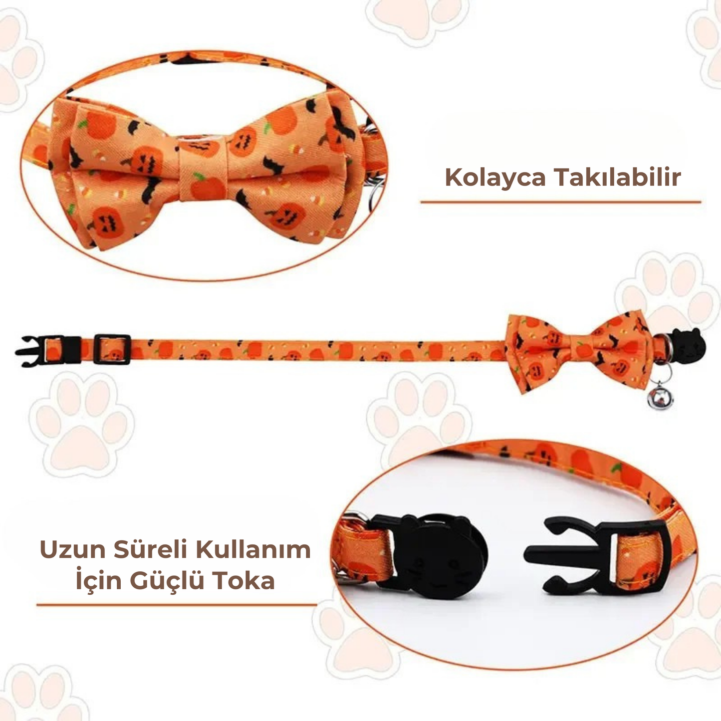 PatiKöşk™ Papyonlu Kedi Tasması (Ürün Kodu: PK 4)