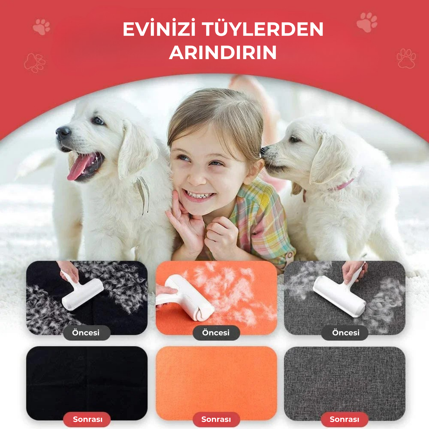 PatiKöşk™ Hazneli Evcil Hayvan Tüy Toplama Fırçası (Ürün Kodu: PK 26)