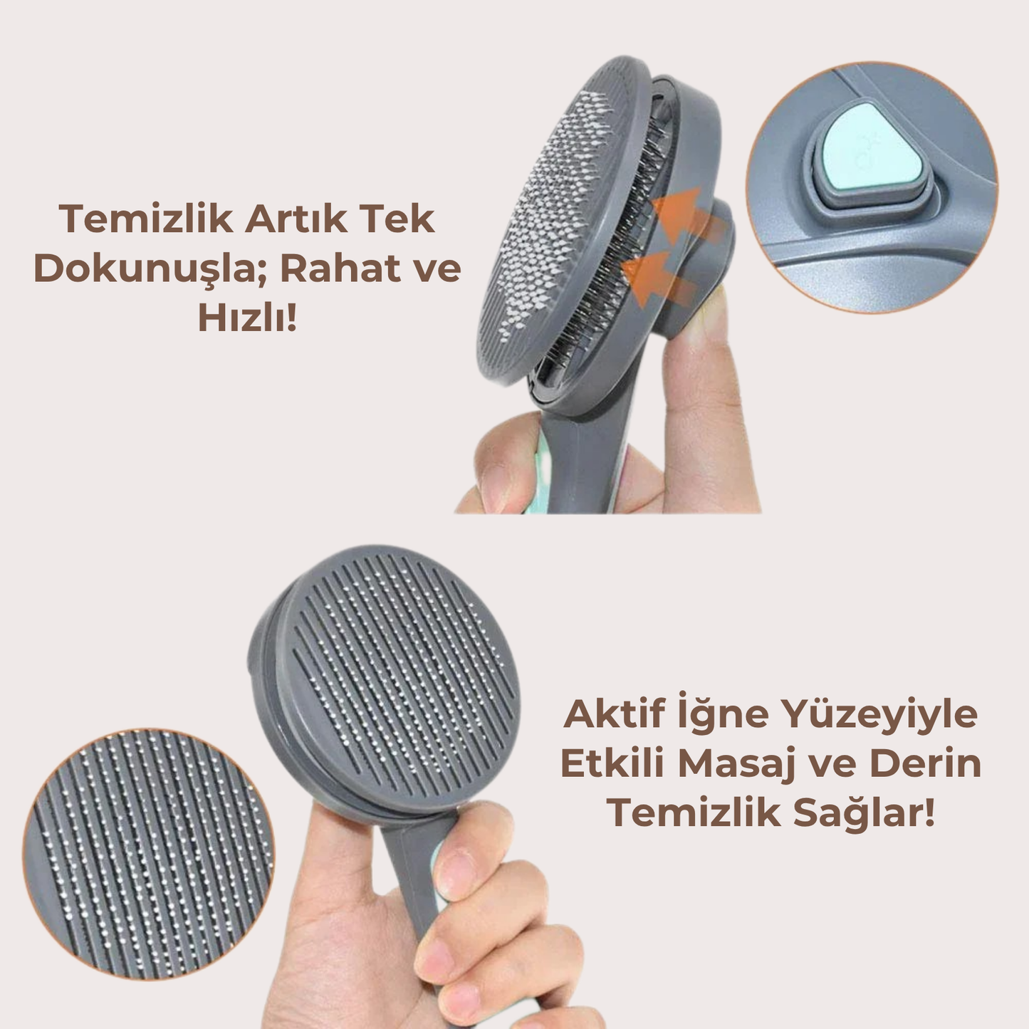 PatiKöşk™ Otomatik Tuşlu Kendini Temizleyen Evcil Hayvan Tarağı (Ürün Kodu: PK 6)