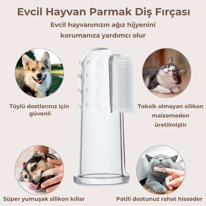 PatiKöşk™ Süper Yumuşak Evcil Hayvan Parmak Diş Fırçası 4'lü Paket (Ürün Kodu: PK 30)