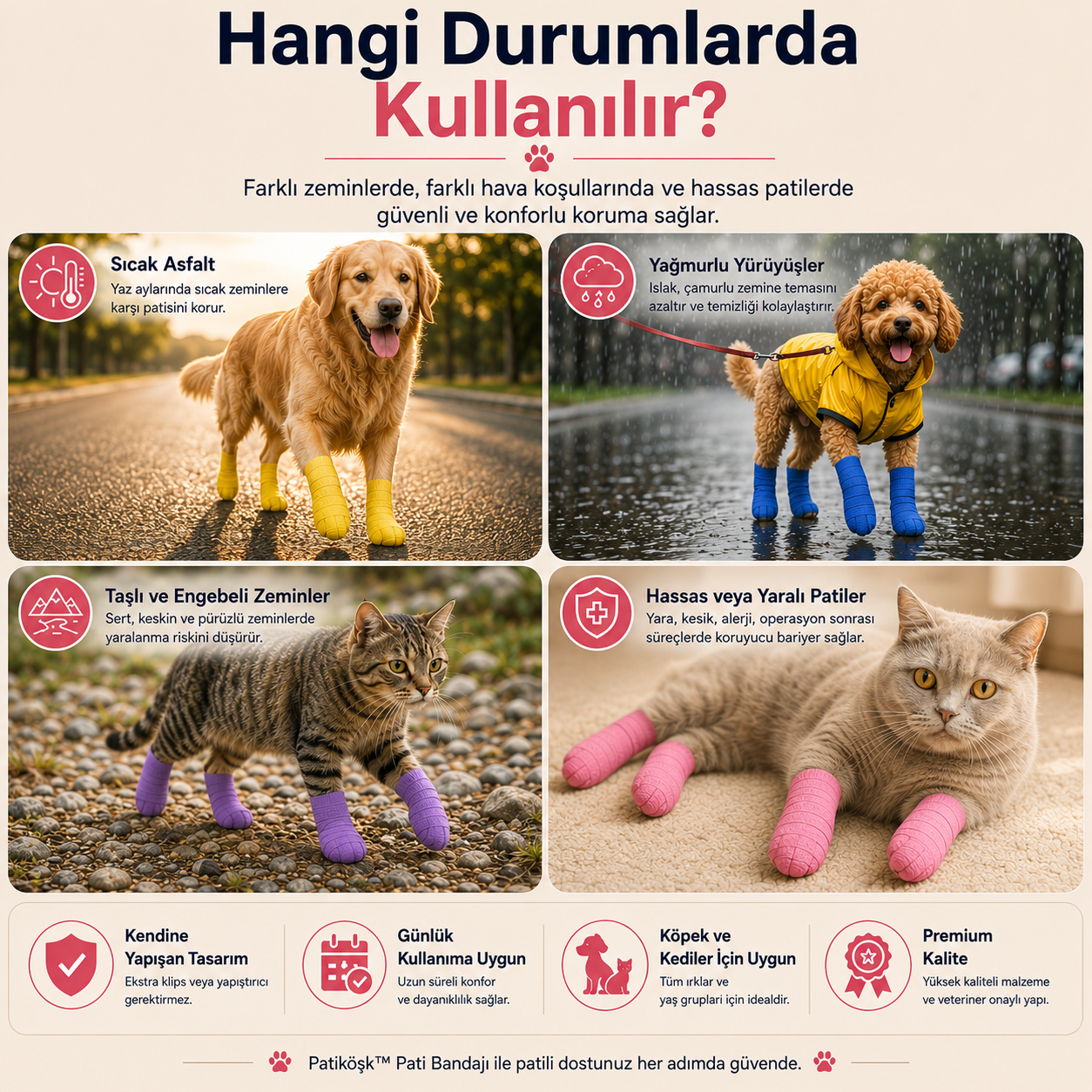PatiKöşk™ Su Geçirmez Evcil Hayvan Pati Koruyucu Bandaj (Ürün Kodu: PK 103)
