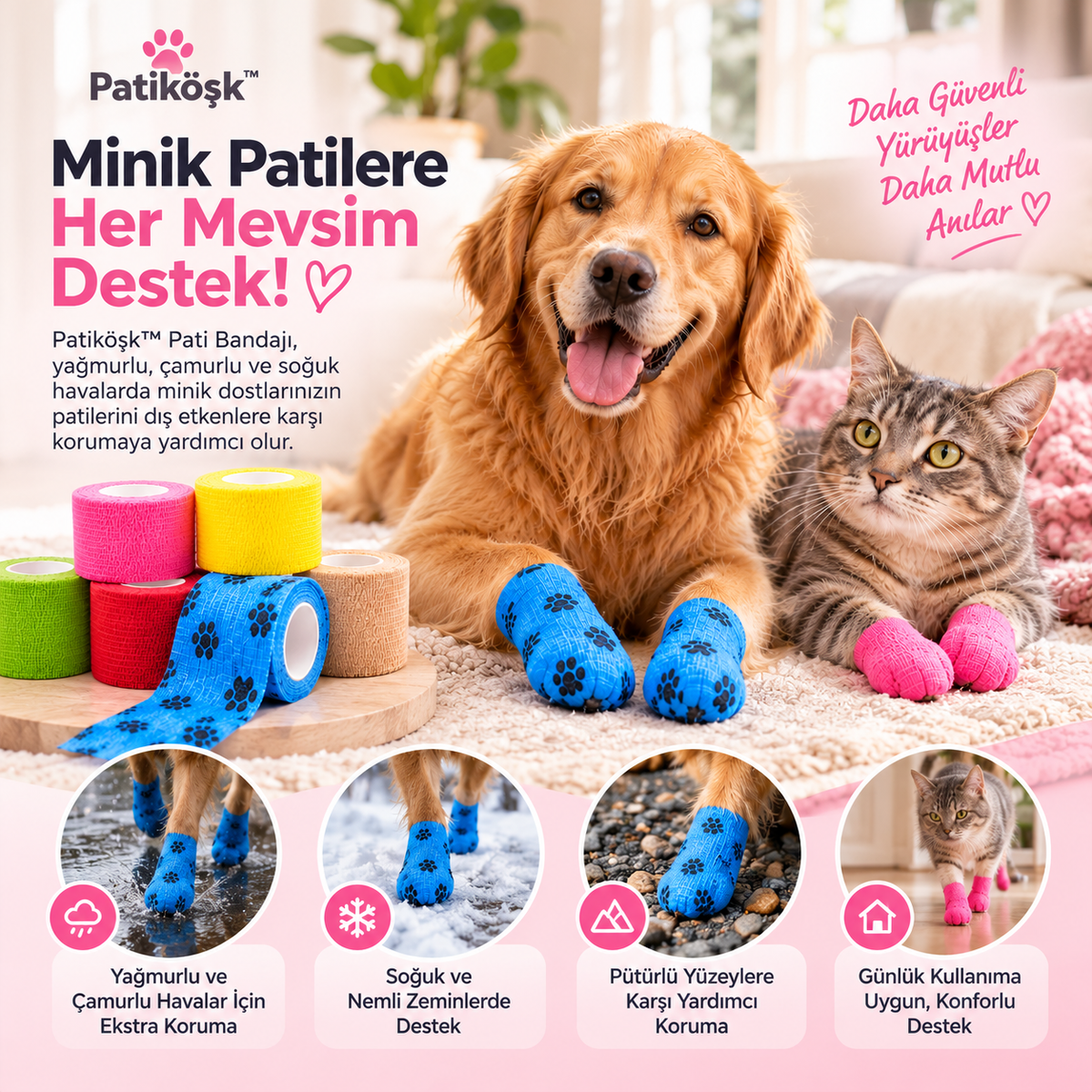 PatiKöşk™ Su Geçirmez Evcil Hayvan Pati Koruyucu Bandaj (Ürün Kodu: PK 103)