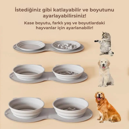 PatiKöşk™ Katlanabilir İkili Mama ve Su Kabı