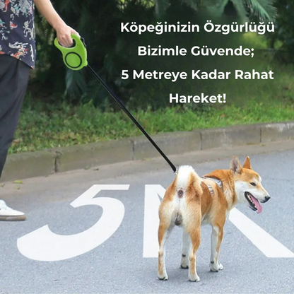 PatiKöşk™ Makaralı Otomatik Uzayan Köpek Tasması 3-5 Metre