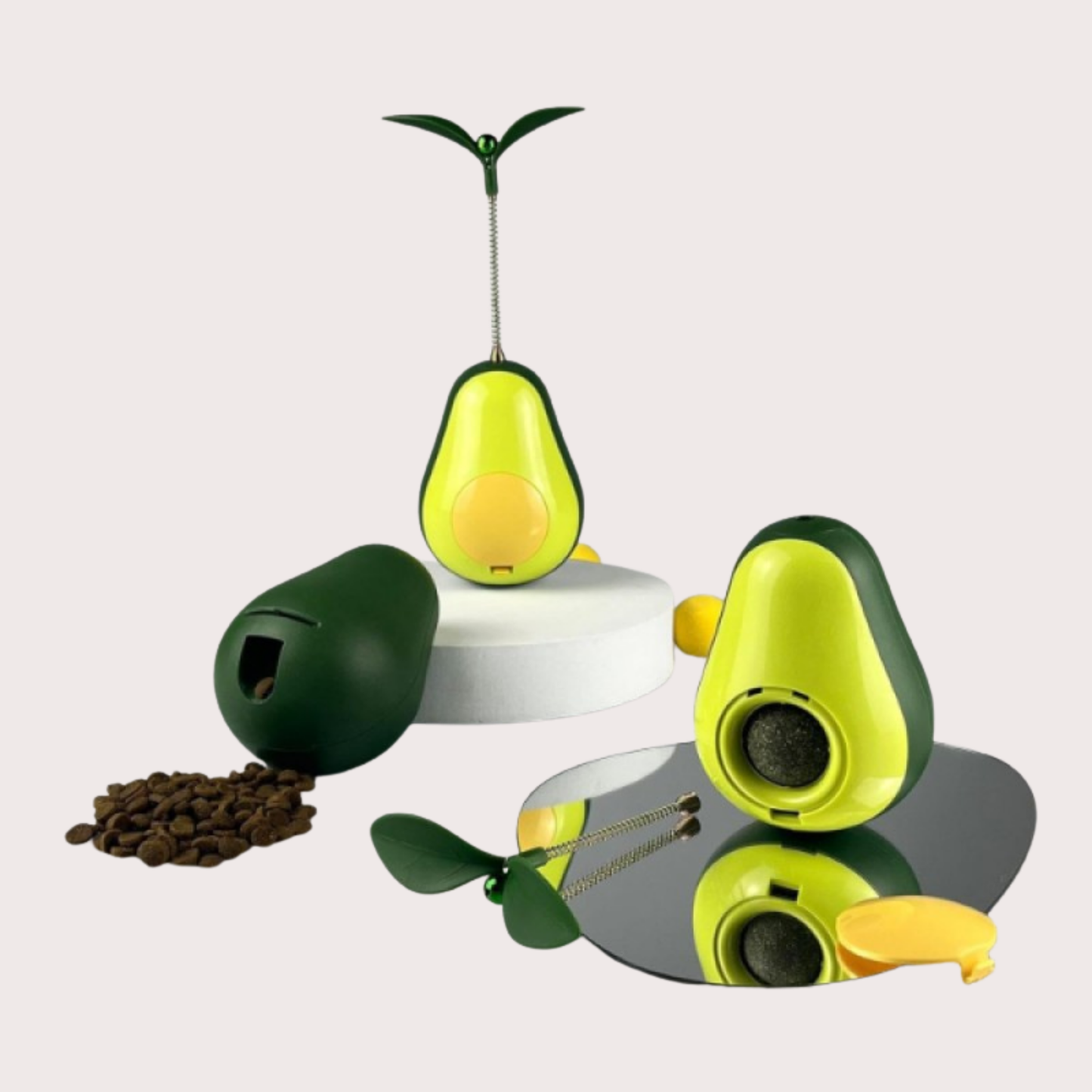 PatiKöşk™ Avokado Şeklinde Kedi Naneli ve Mama Hazneli Kedi Oyuncağı