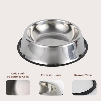PatiKöşk™ Paslanmaz Çelik Metal Mama Kabı (Ürün Kodu: PK 76)