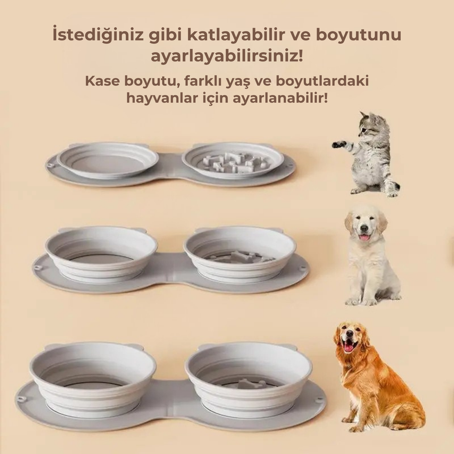 PatiKöşk™ Katlanabilir İkili Mama ve Su Kabı (Ürün Kodu: PK 95)