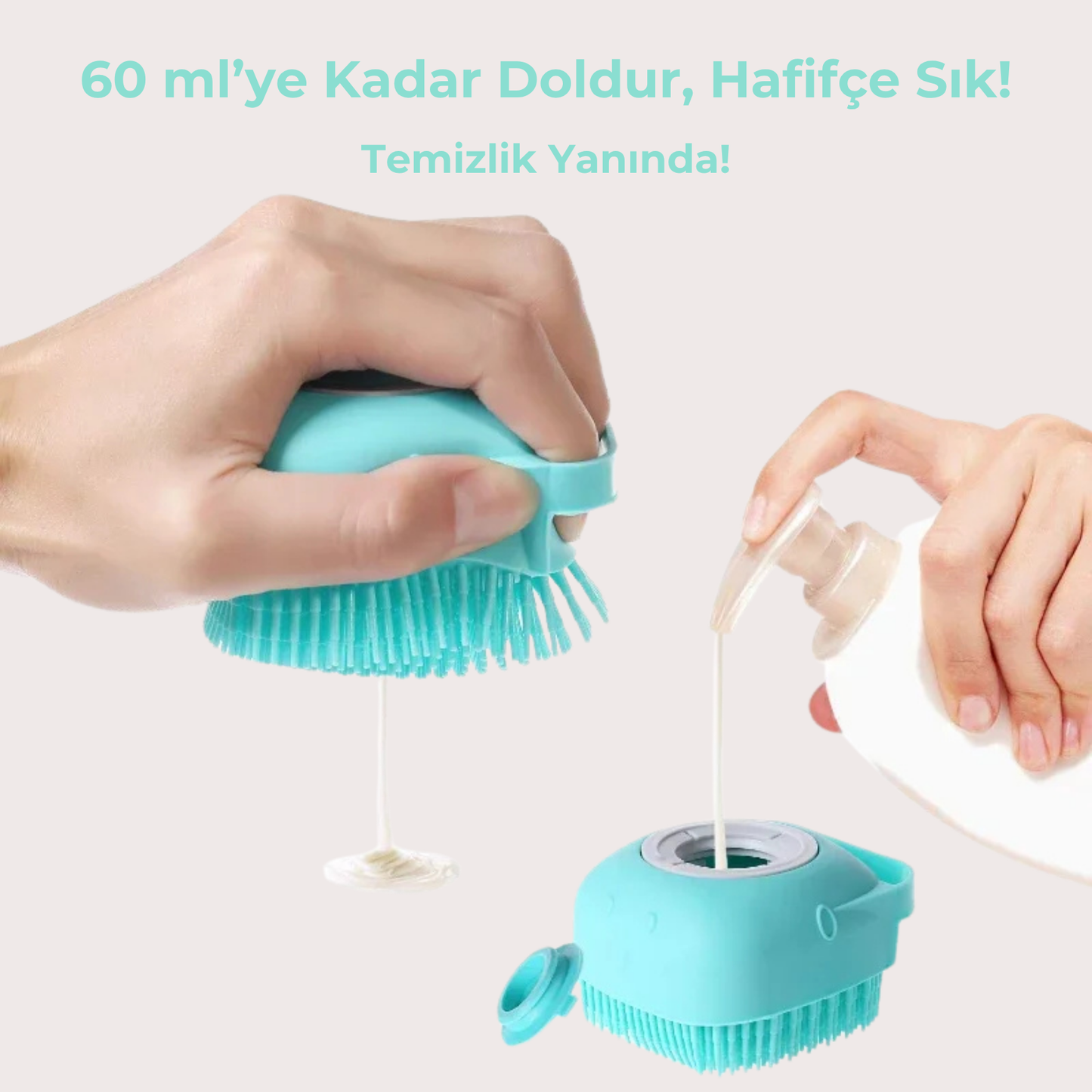 PatiKöşk™ Şampuan Hazneli Evcil Hayvan Masaj Bakım Banyo Fırçası (Ürün Kodu: PK 28)