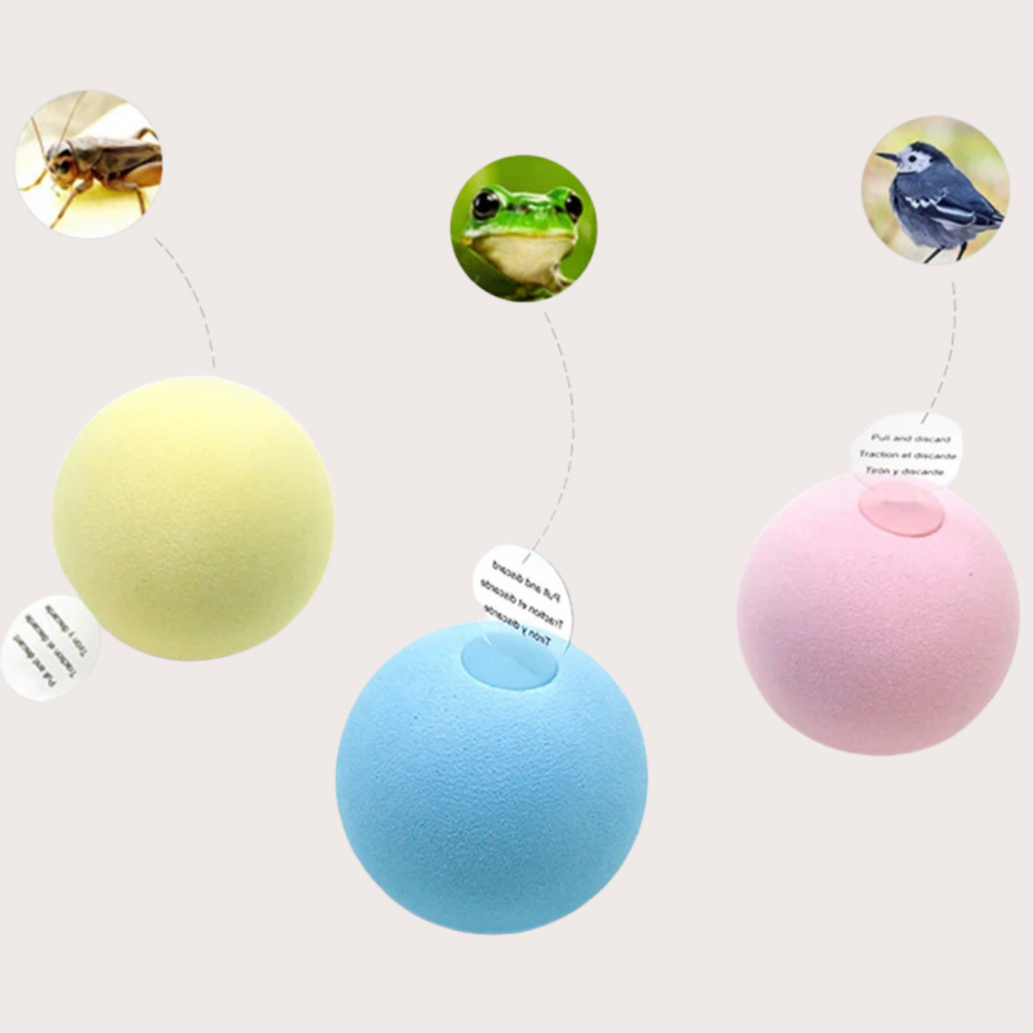 PatiKöşk™ Kedi Otlu 3 Sesli İnteraktif Top Kedi Oyuncağı (Ürün Kodu: PK 169)