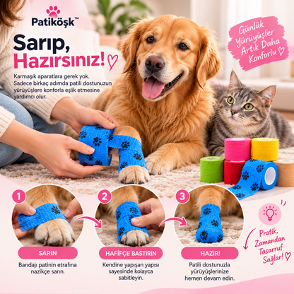 PatiKöşk™ Su Geçirmez Evcil Hayvan Pati Koruyucu Bandaj (Ürün Kodu: PK 103)