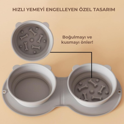 PatiKöşk™ Katlanabilir İkili Mama ve Su Kabı