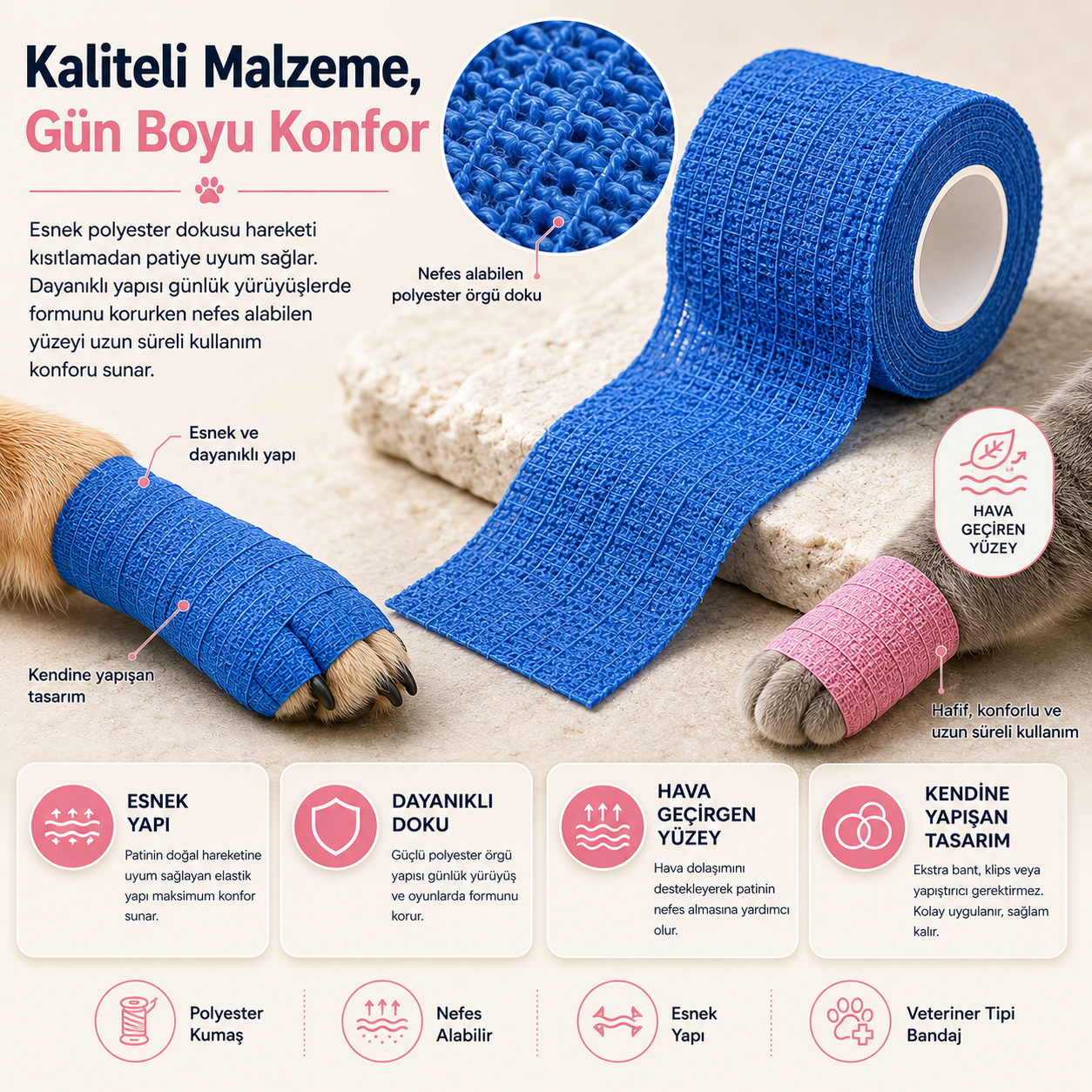 PatiKöşk™ Su Geçirmez Evcil Hayvan Pati Koruyucu Bandaj (Ürün Kodu: PK 103)