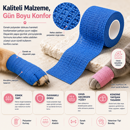 PatiKöşk™ Su Geçirmez Evcil Hayvan Pati Koruyucu Bandaj (Ürün Kodu: PK 103)
