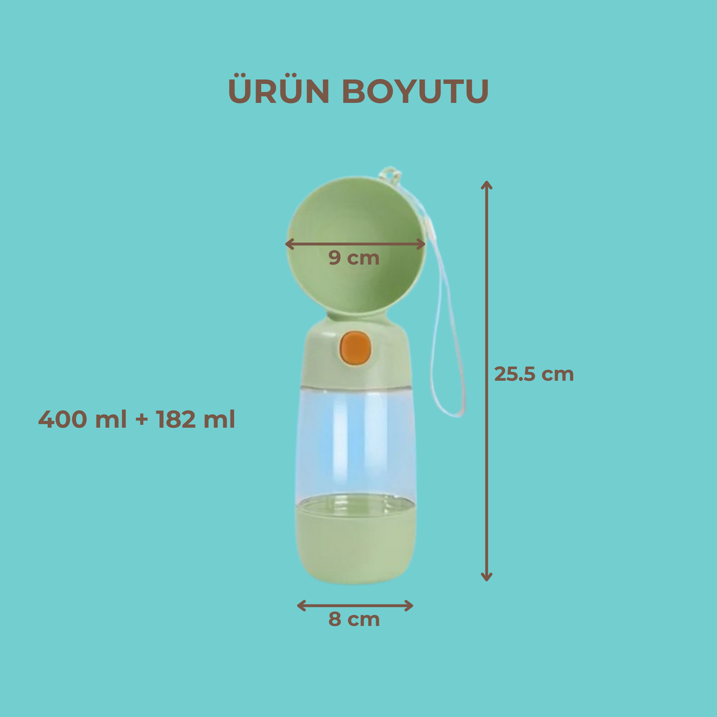 PatiKöşk™ Taşınabilir Evcil Hayvan Mama Hazneli Su Matarası (Ürün Kodu: PK 7)