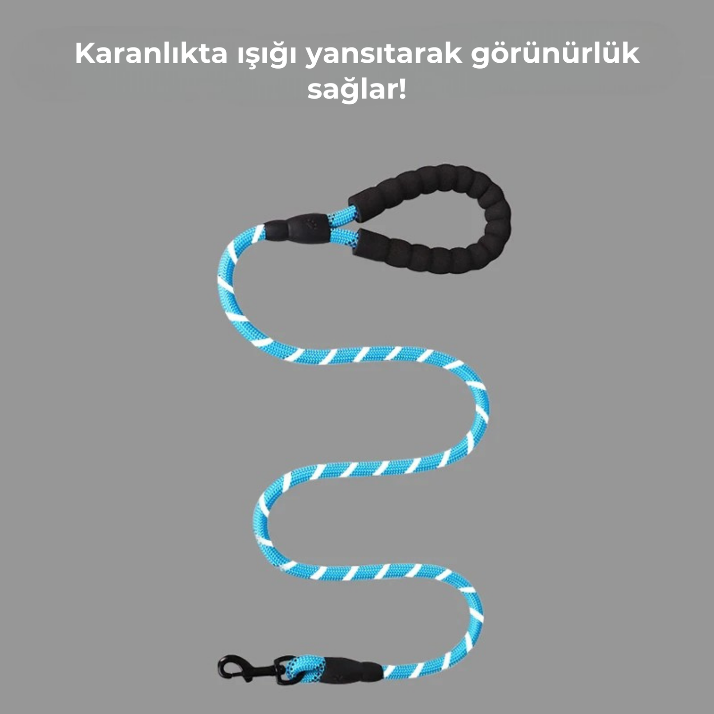 PatiKöşk™ Evcil Hayvan Reflektörlü Fitil Gezdirme Tasması 120 Cm (Ürün Kodu: PK 177)