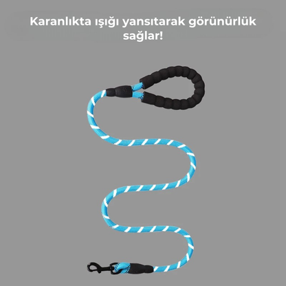PatiKöşk™ Evcil Hayvan Reflektörlü Fitil Gezdirme Tasması 120 Cm (Ürün Kodu: PK 177)