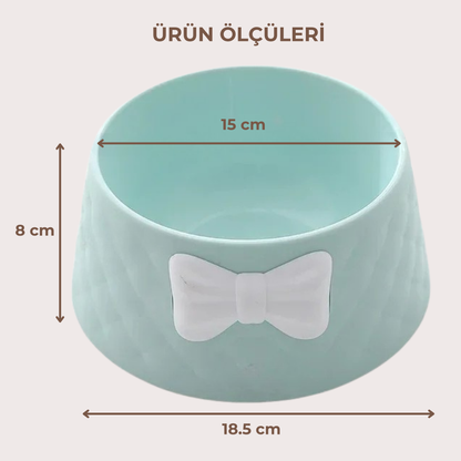PatiKöşk™ Şık Desenli Fiyonklu Mama Kabı (Ürün Kodu: PK 88)