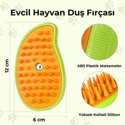 PatiKöşk™ 3'ü 1 Arada Buharlı Evcil Hayvan Bakım Fırçası (Tüy Alma, Temizleme ve Masaj Fonksiyonu) (Ürün Kodu: PK 36)