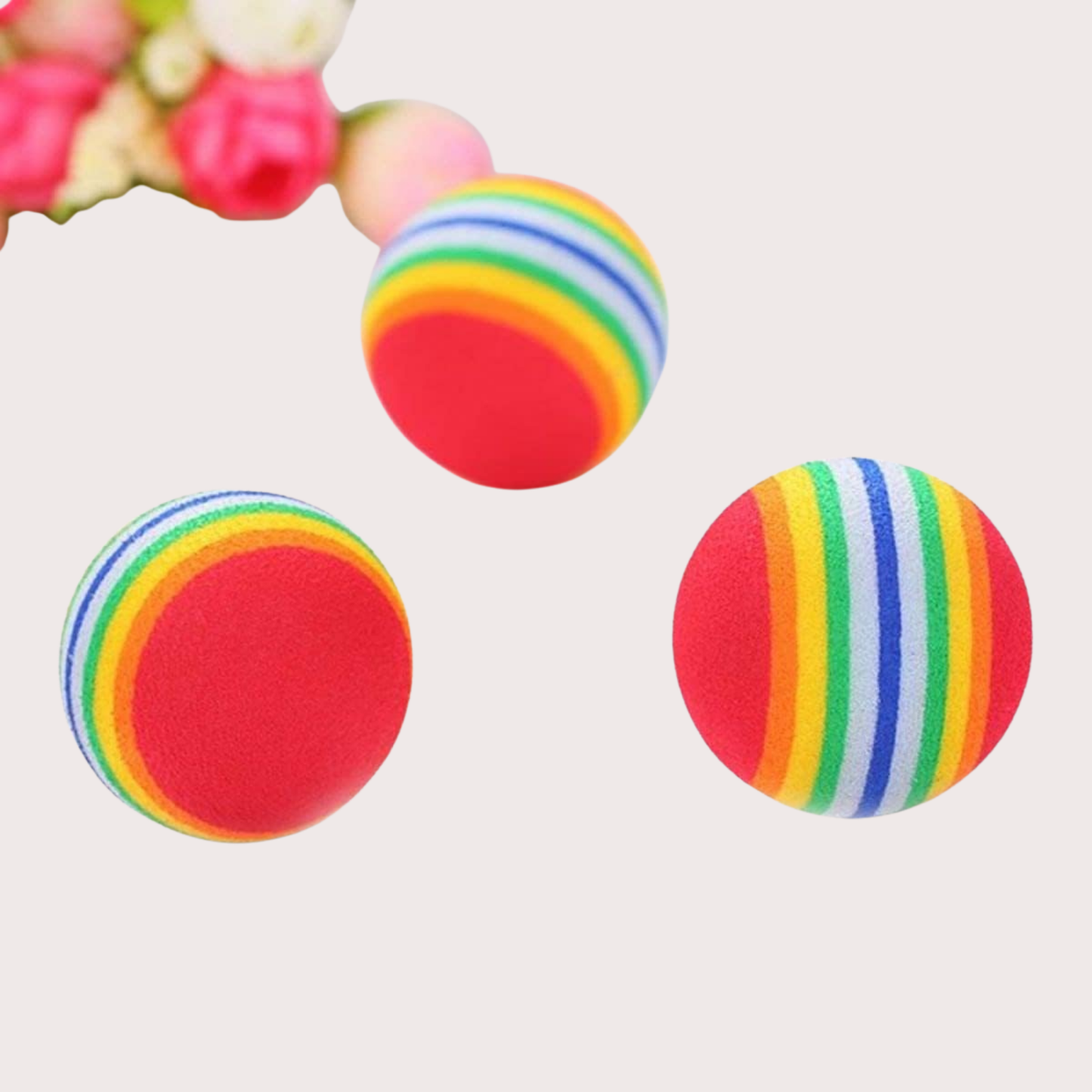 PatiKöşk™ Gökkuşağı Renkli Evcil Hayvan Oyun Topu 2 Adet (Ürün Kodu: PK 136)