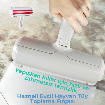 PatiKöşk™ Hazneli Evcil Hayvan Tüy Toplama Fırçası (Ürün Kodu: PK 26)