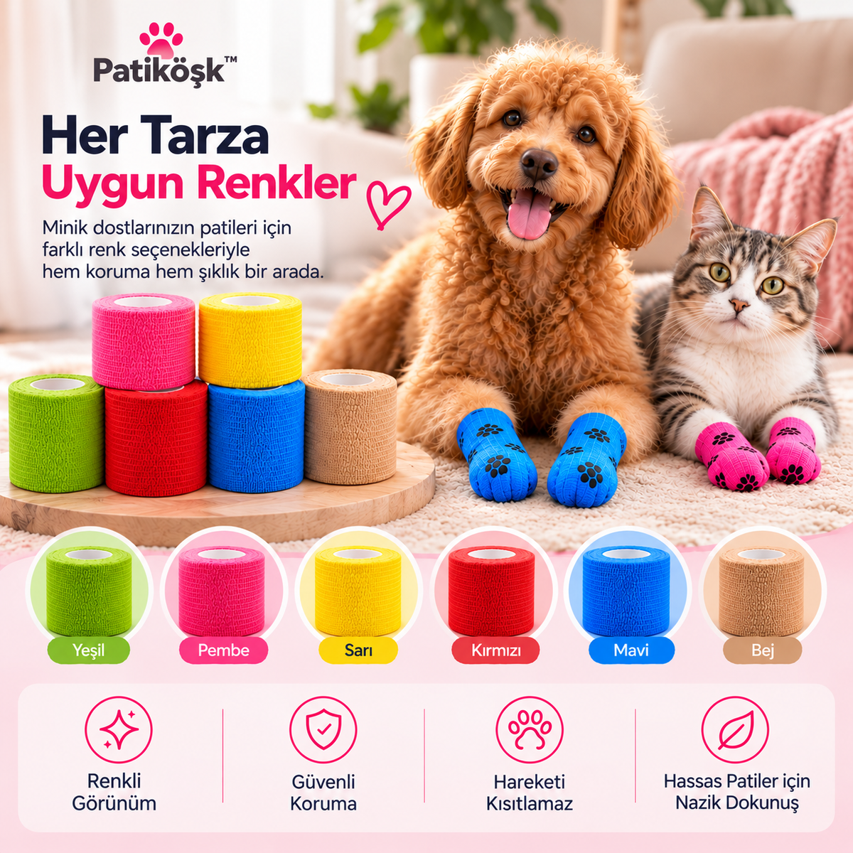 PatiKöşk™ Su Geçirmez Evcil Hayvan Pati Koruyucu Bandaj (Ürün Kodu: PK 103)